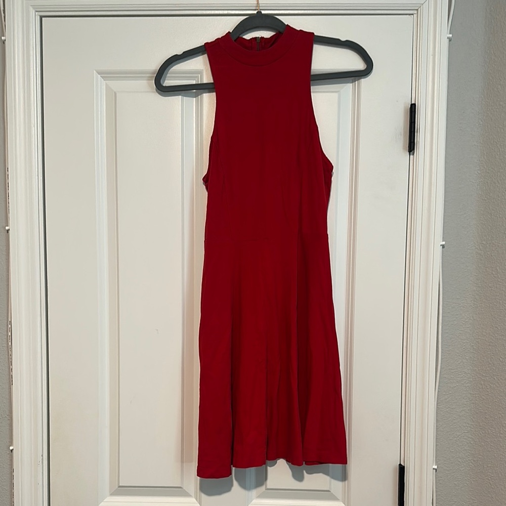 Express Red Halter Neck Sheath Midi Dress